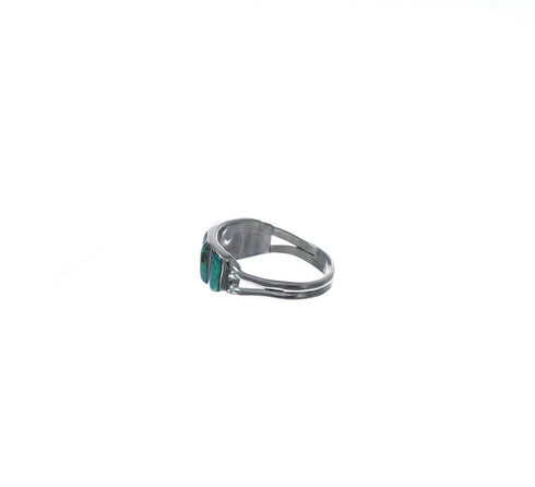 Green Opal Authentic Sterling Silver Zuni Ring Size 6 AX127141